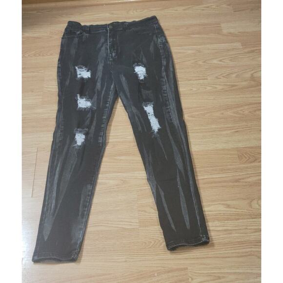 PURPLE CANDY DISTRESSED MID RISE SKINNY JEANS - SIZE XL GorpCore Y2K Womens - Picture 2 of 4